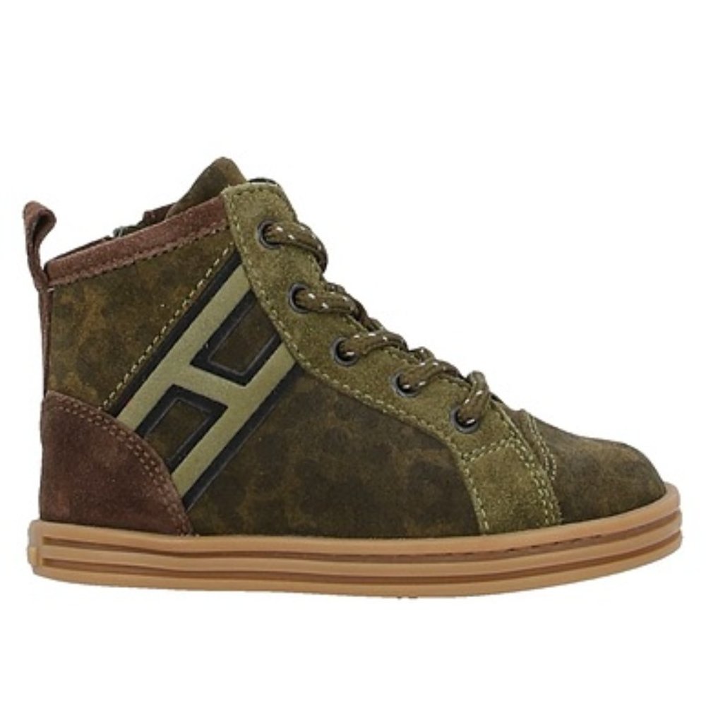 VGUC HOGAN Sneakers High Top Camo Military Green Toddler Size 22 EU / 6C US